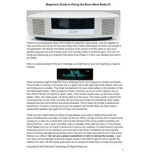 Bose Wave Radio 3 III  *Repair DIY Service Kit* repair guide with Free Shipping!